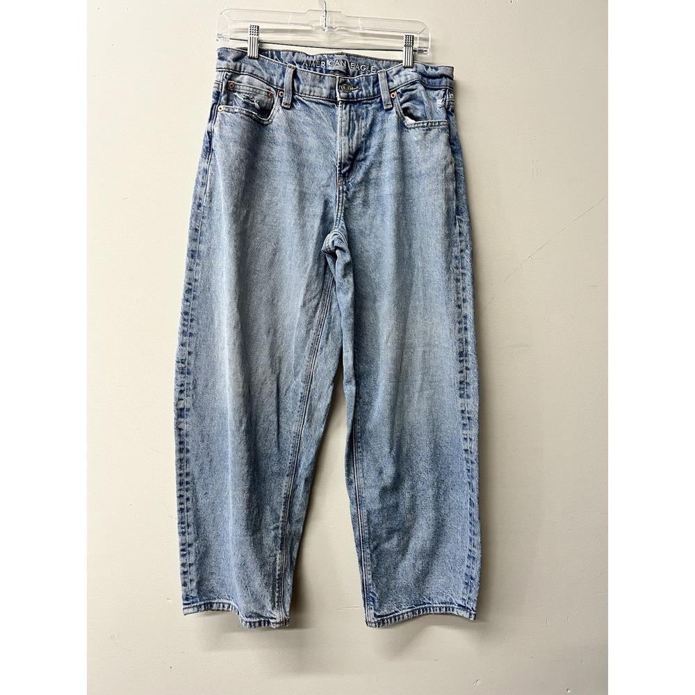 American Eagle Jeans Womens 4 Barrel Leg Light Wash High Rise
